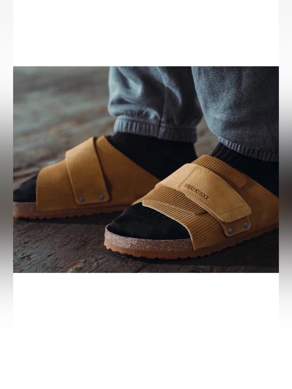 BIRKENSTOCK KYOTO SUEDE LEATHER EMBOSSED CORDUROY BROWN SLIDE SANDAL EU40/W9-9.5 - Picture 3 of 16